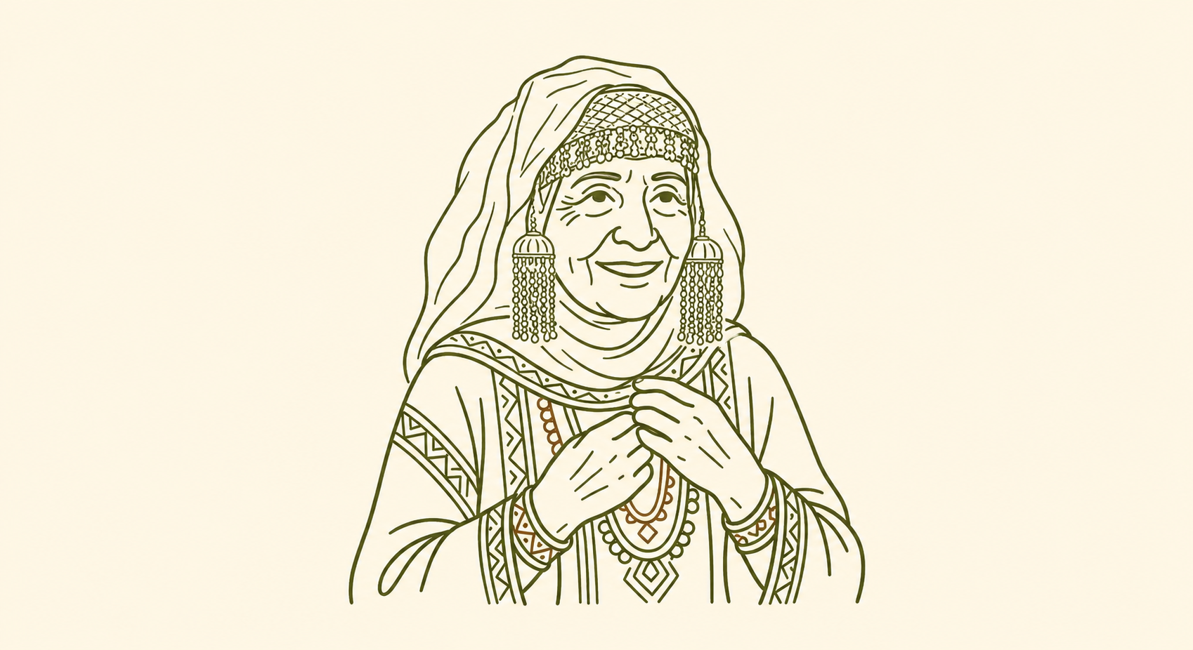 Elderly Yemeni woman in traditional attire